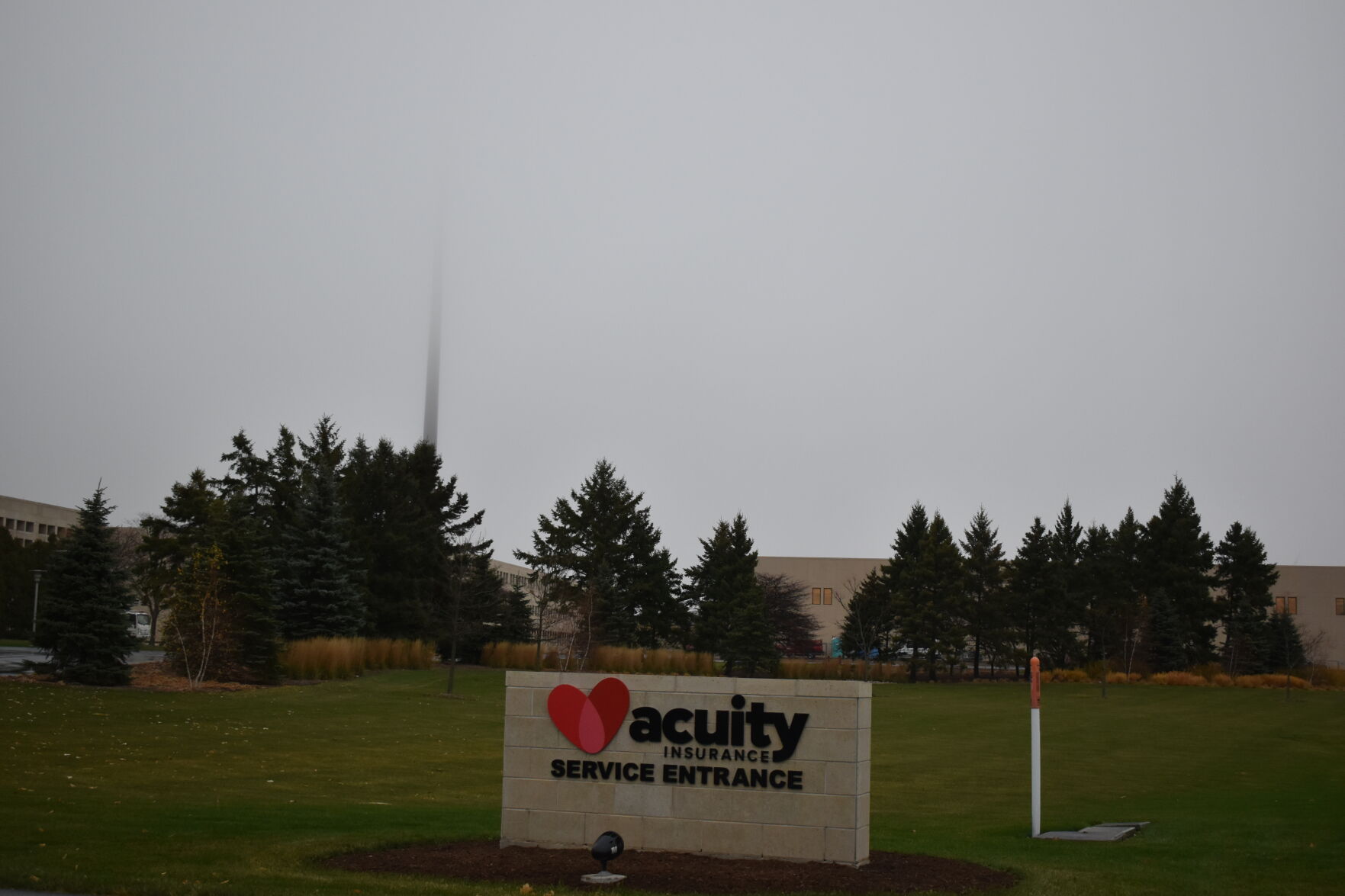 Foggy flagpole